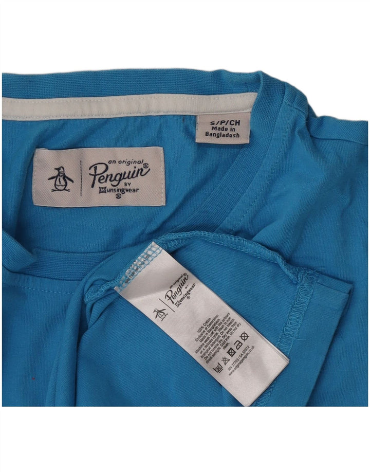 Camiseta masculina Penguin Top pequeno algodão azul