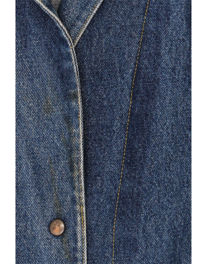 Jaqueta blazer jeans feminina vintage grande com 2 botões Reino Unido 18 XL azul