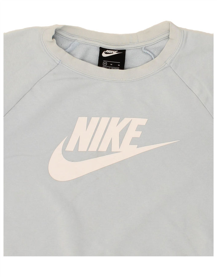 NIKE Womens Oversized Graphic Sweatshirt Jumper UK 14 Medium Blue Cotton Vintage Nike and Second-Hand Nike from Messina Hembry 
