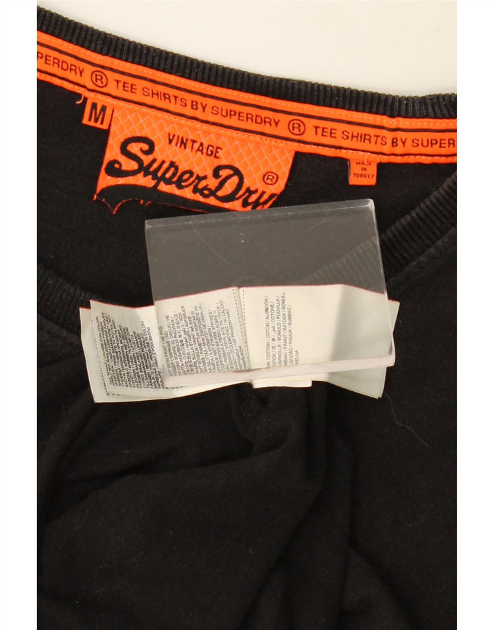 Camiseta masculina gráfica SUPERDRY Top médio algodão preto