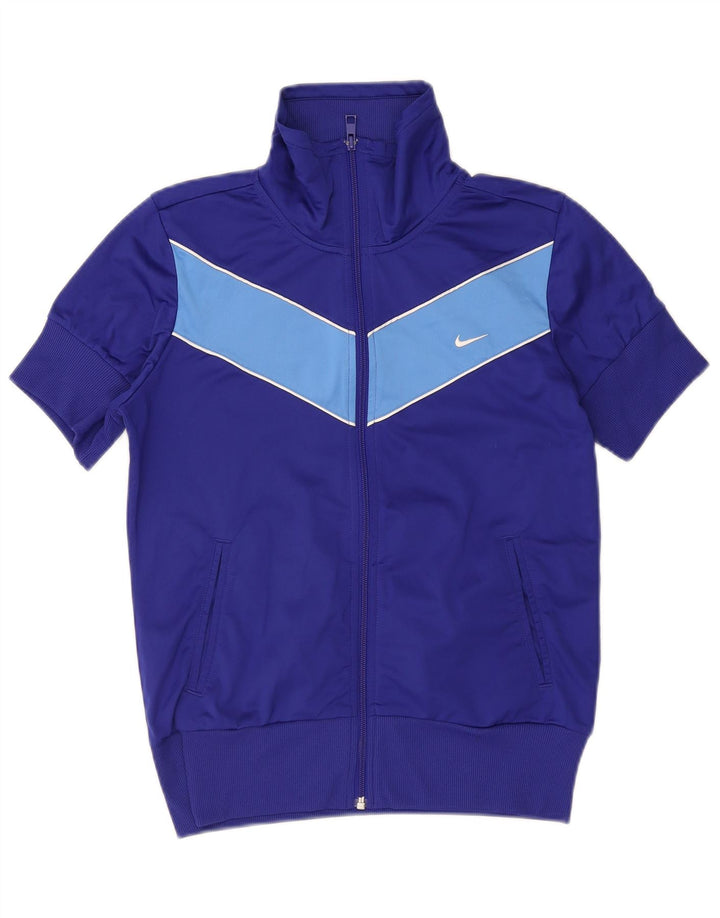 Nike Womens Tracksuit Top Jacket UK 14 Médio Azul Marinho Colourblock