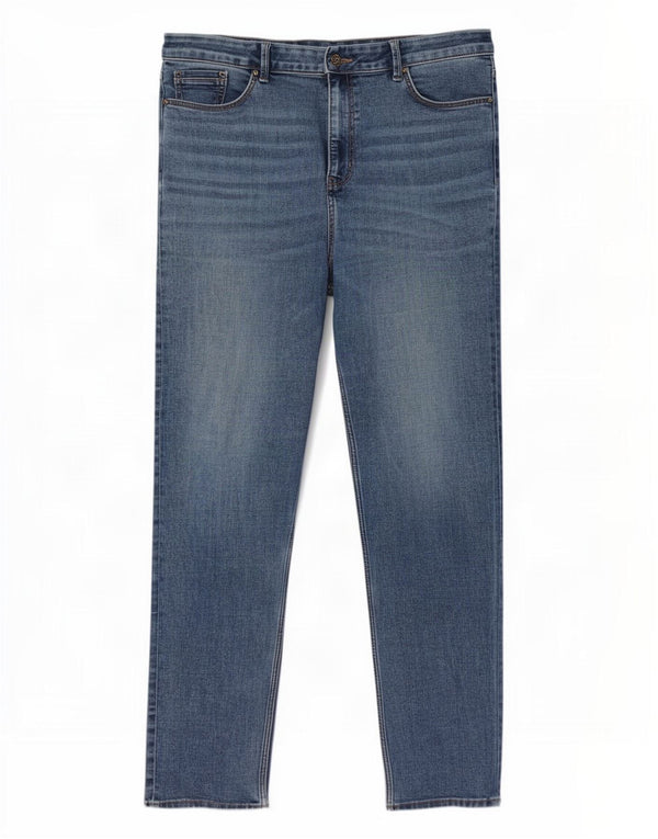 Calça jeans feminina Marks & Spencer Sienna Straight UK 18 XL W36 L29 azul algodão