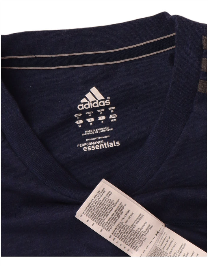 Adidas Mens Climalite Camiseta Top Médio Algodão Azul Marinho