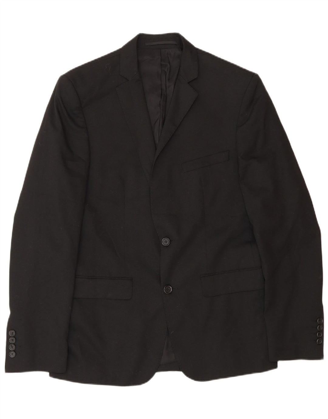 Jaqueta blazer masculina Zara com 2 botões EU 46 poliéster preto pequeno