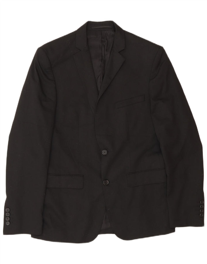 Jaqueta blazer masculina Zara com 2 botões EU 46 poliéster preto pequeno