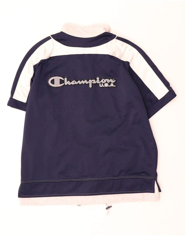 Champion Boys Tracksuit Top Jacket 11-12 Years Large Navy Blue Colourblock