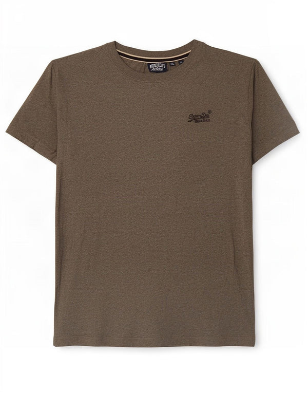 Camiseta masculina Superdry Top médio cáqui algodão manchado