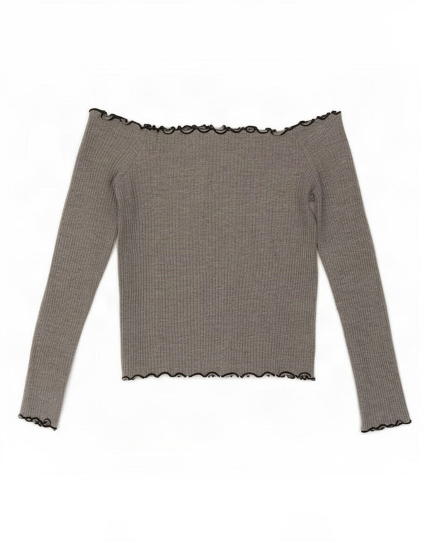 Zara Womens Trafaluc Crop Off Shoulder Top Reino Unido 8 Pequeno Cinza
