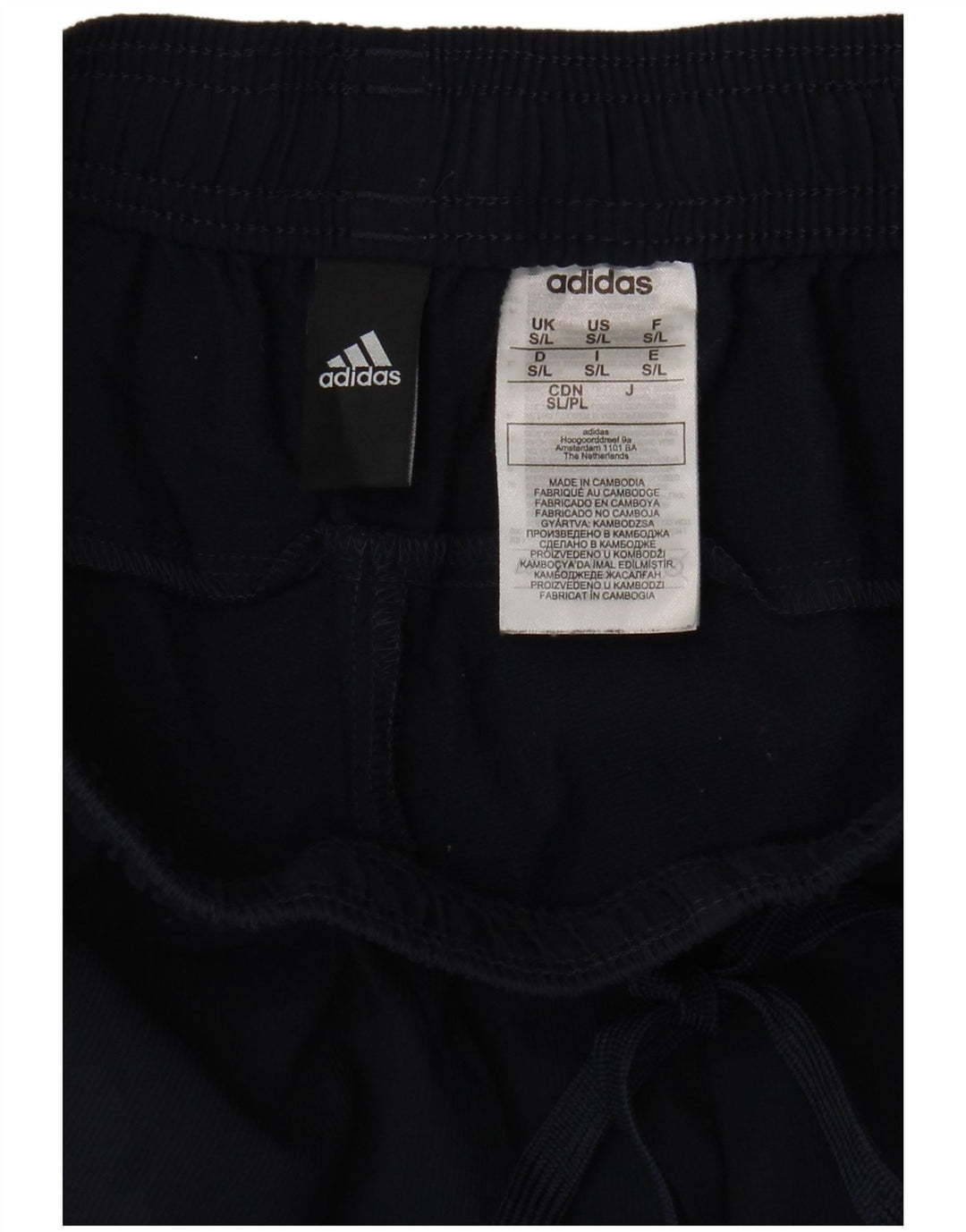 Calça de treino feminina Adidas UK 10 pequena azul marinho poliéster