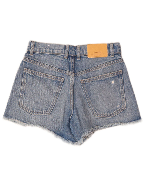 Zara Girls Shorts jeans desgastados 11-12 anos W26 algodão azul