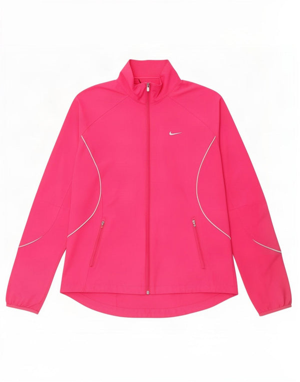 Nike Womens Tracksuit Top Jacket UK 10/12 Médio Rosa Poliéster