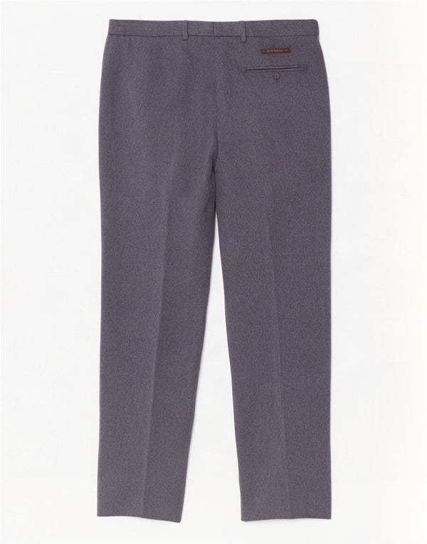 Calça masculina de terno regular Marks & Spencer W36 L33 azul espinha de peixe