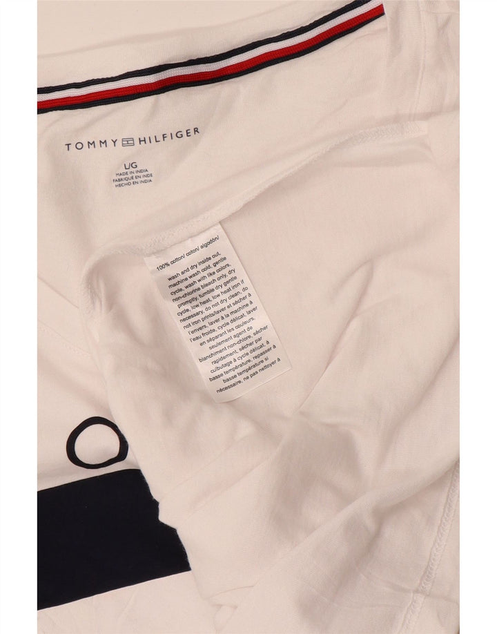 Camiseta feminina TOMMY HILFIGER com estampa gráfica Reino Unido 16 grande algodão branco