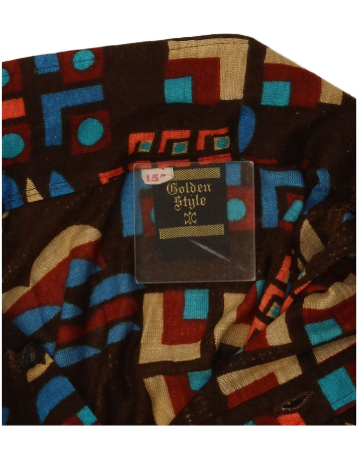 Camisa Vintage Menino 11-12 Anos Marrom Poliacrílico Geométrico