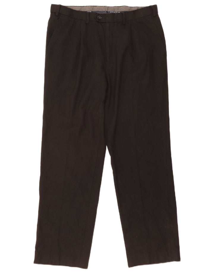 Calça masculina de ajuste regular MARKS & SPENCER W34 L31 lã preta