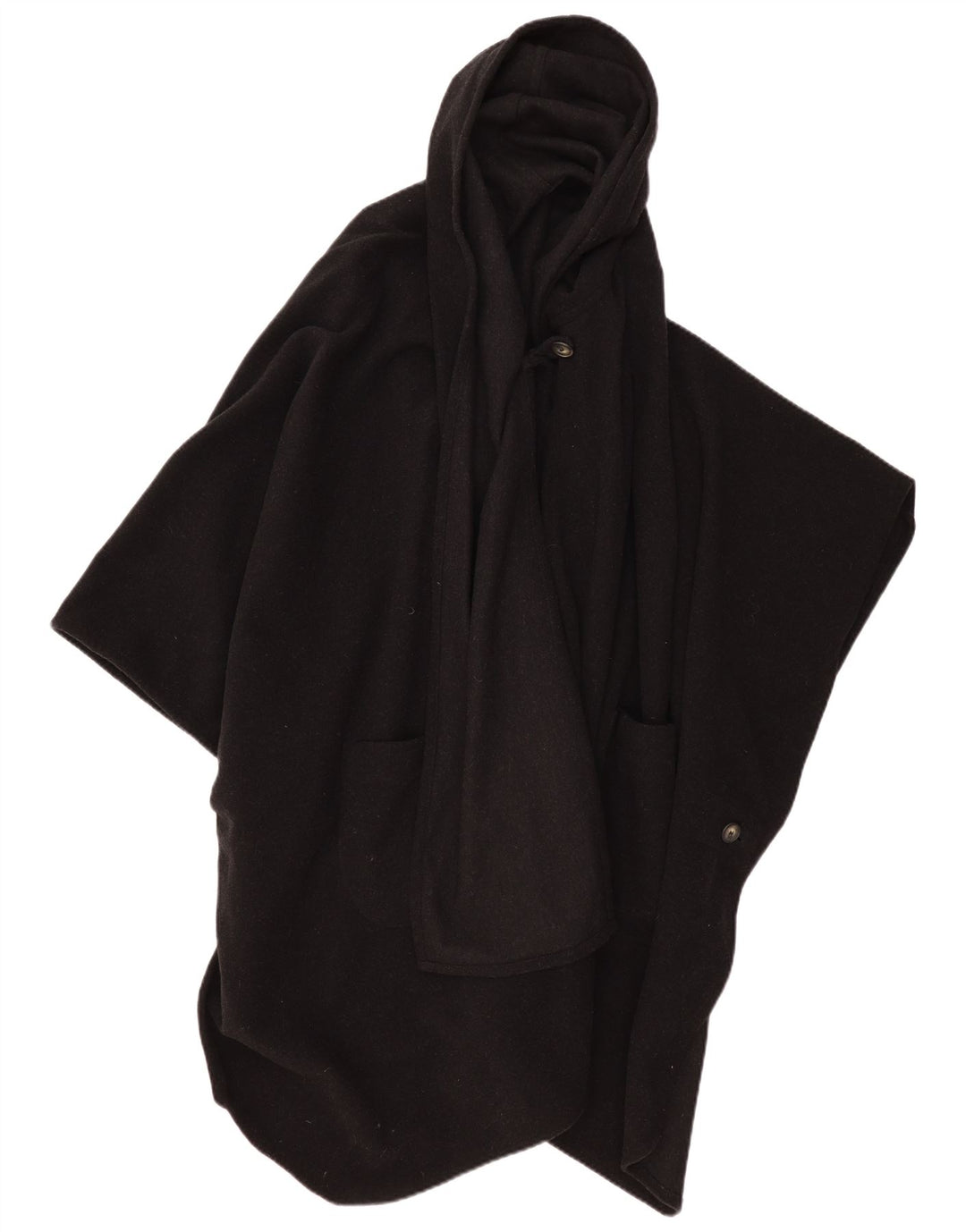 Casaco poncho feminino VINTAGE com capuz tamanho único preto
