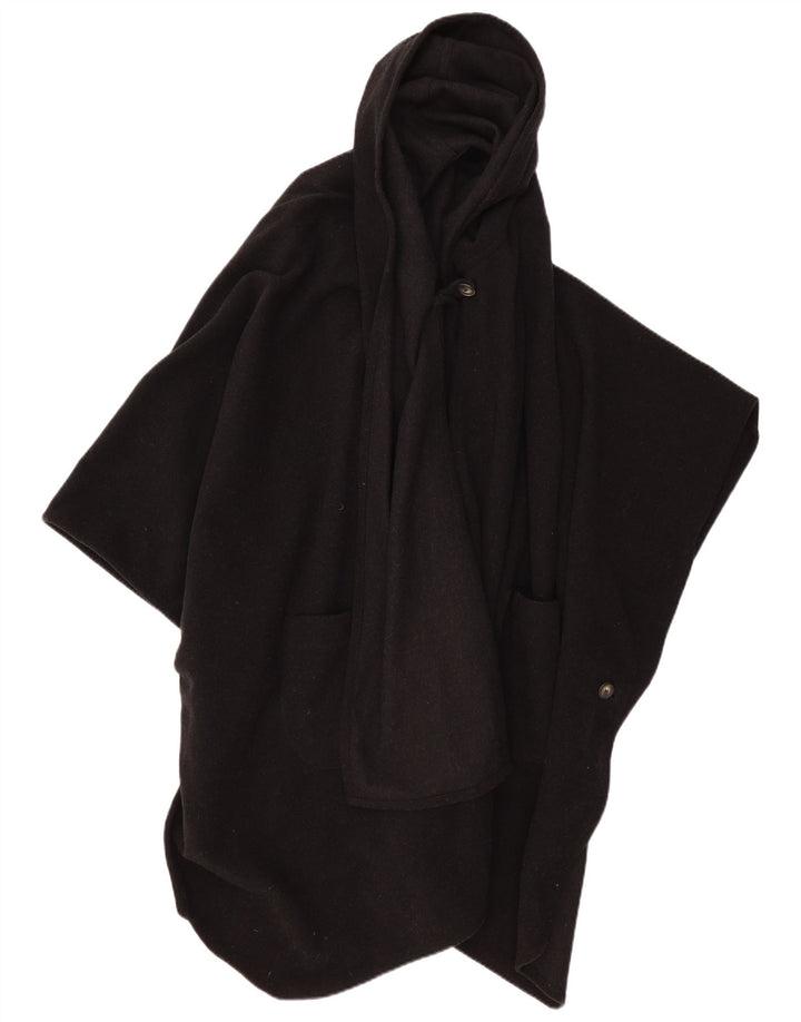 Casaco poncho feminino VINTAGE com capuz tamanho único preto