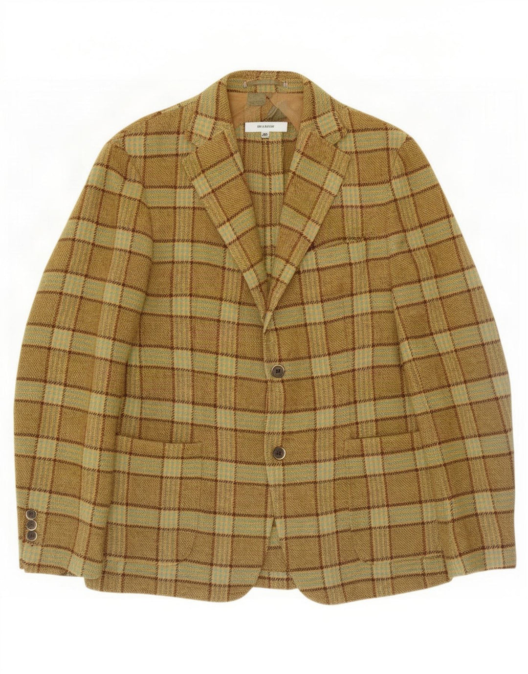 Jaqueta Blazer Masculina Brooksfield com 2 Botões IT 50 Grande Cáqui Xadrez