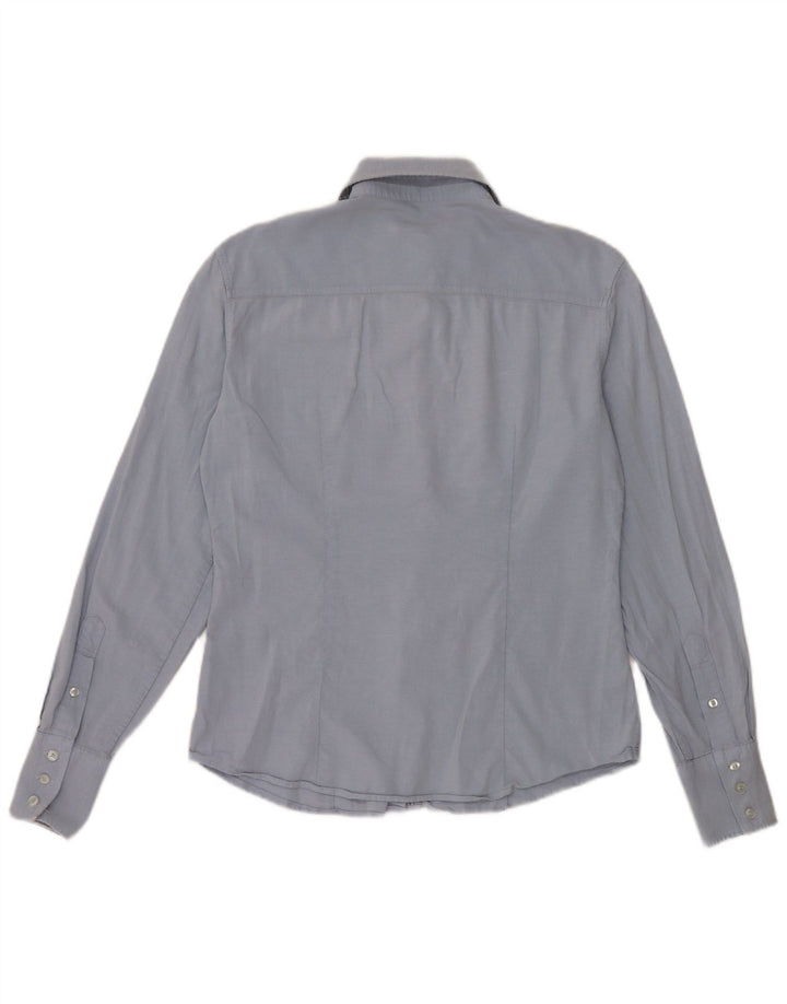 Camisa feminina Gant UK 12 algodão azul médio