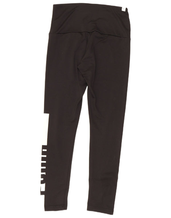 Puma Womens Graphic Leggings UK 10 Pequeno Bloco Colorido Preto