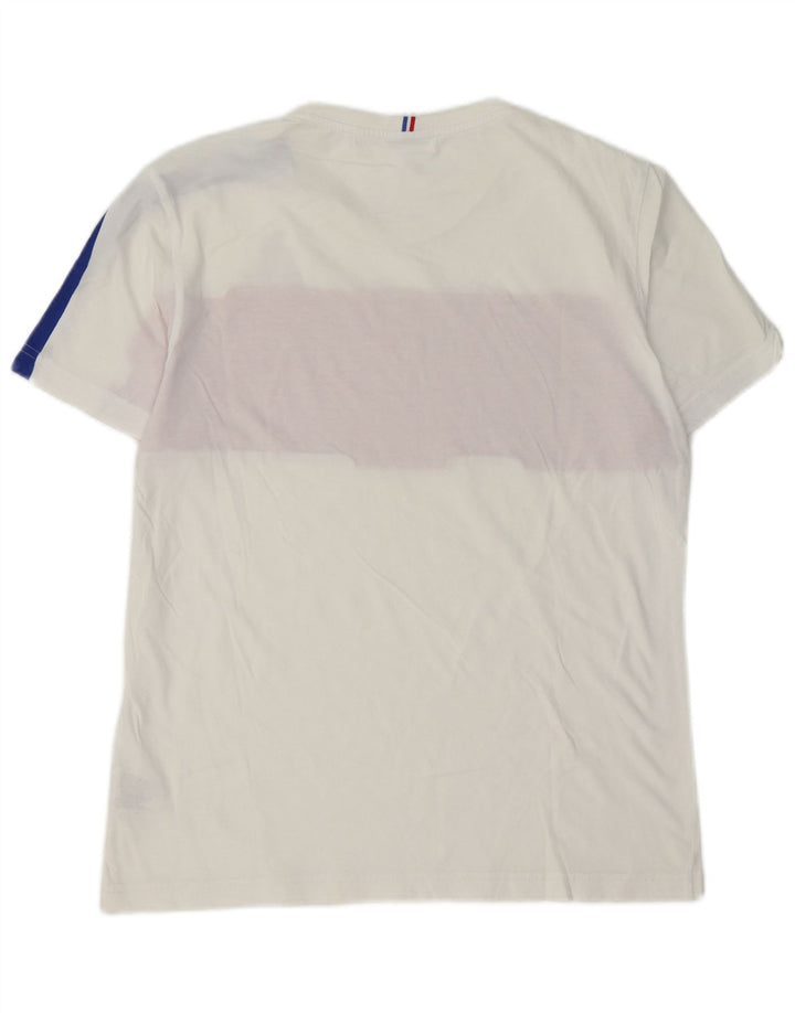 Camiseta masculina LE COQ SPORTIF Top médio branco colorblock algodão