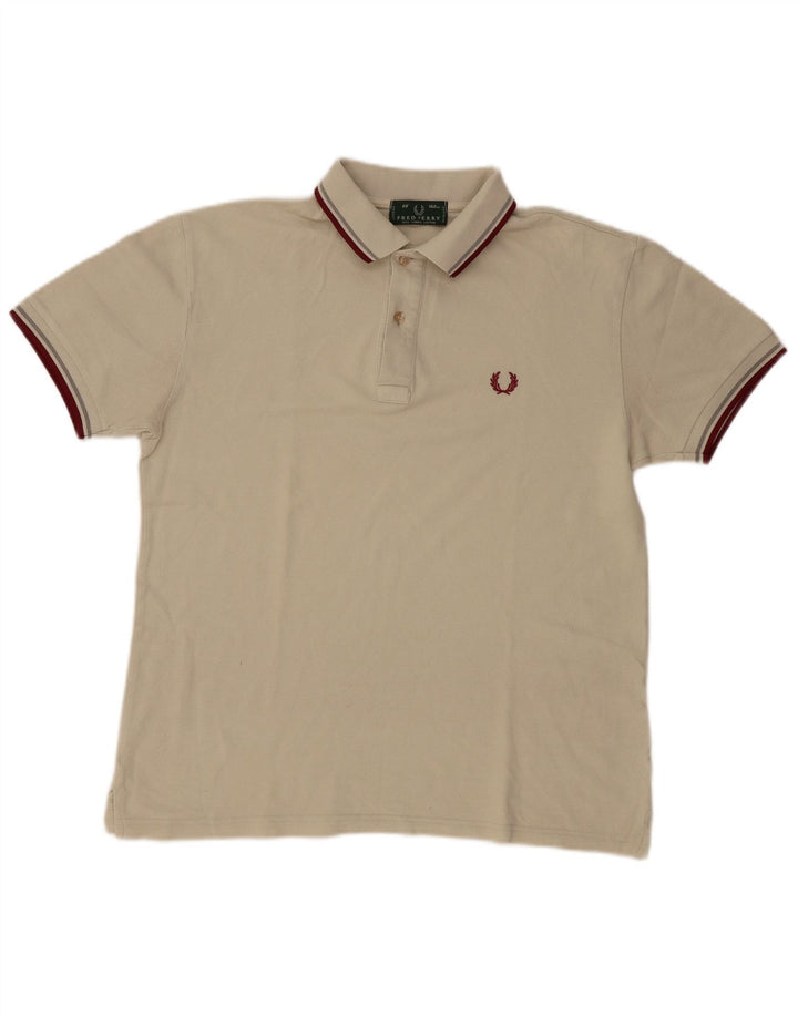 Camisa polo masculina Fred Perry algodão bege médio