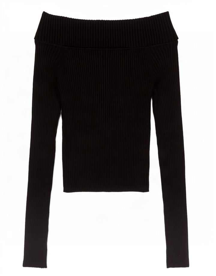 Zara Womens Crop Manga Longa Fora Do Ombro Top Reino Unido 8 Pequeno Preto