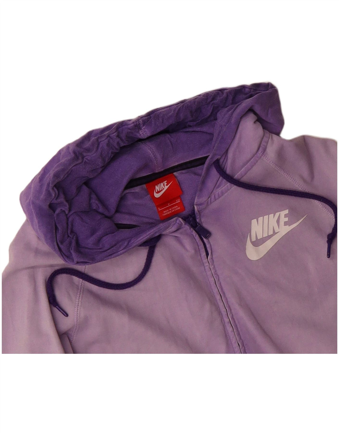 Suéter masculino NIKE com capuz e zíper pequeno roxo algodão