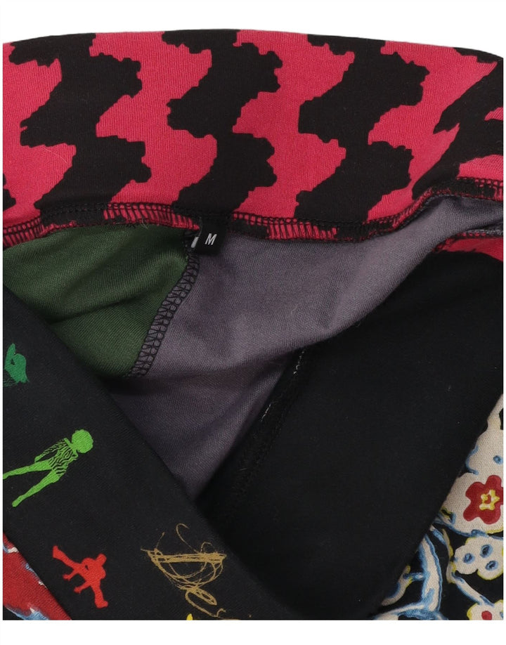Desigual saia feminina gráfica linha A médio W32 preto patchwork algodão