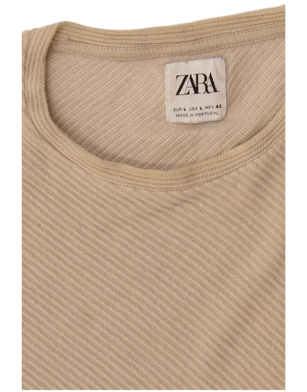 ZARA Top Masculino Manga Longa Grande Bege