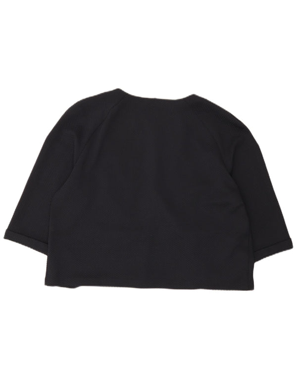 Marks & Spencer Womens Crop 3/4 Sleeve Blazer Jacket UK 16 Large Navy Blue
