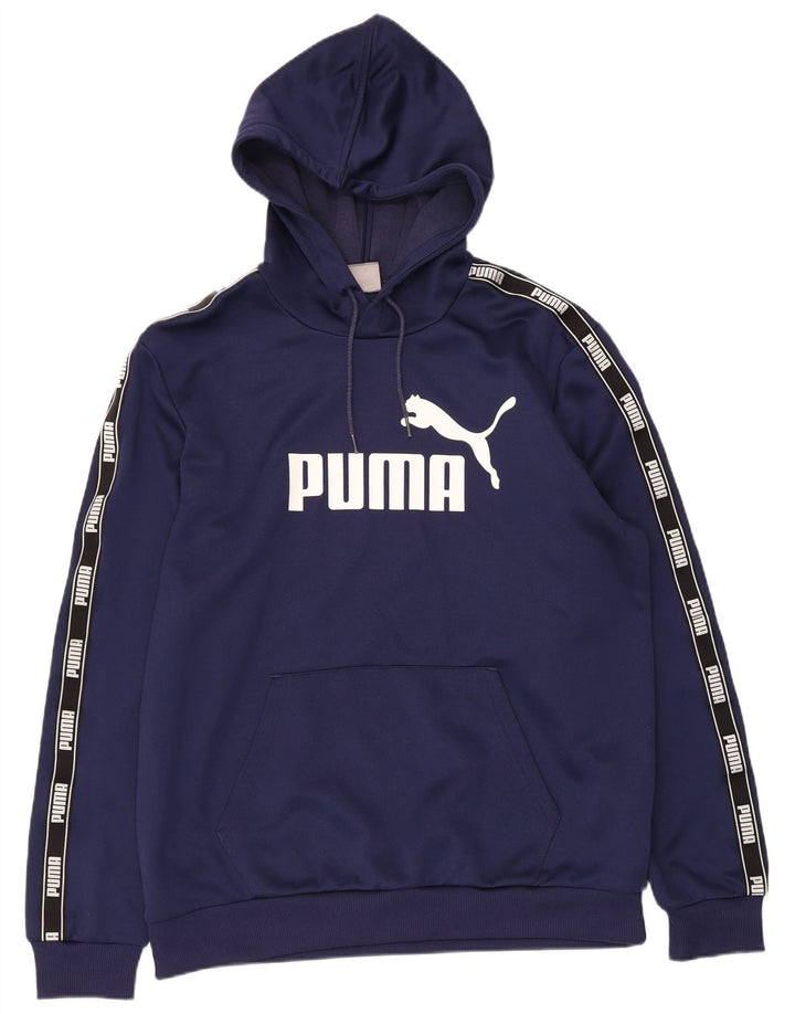 Suéter com capuz gráfico masculino Puma grande poliéster azul marinho