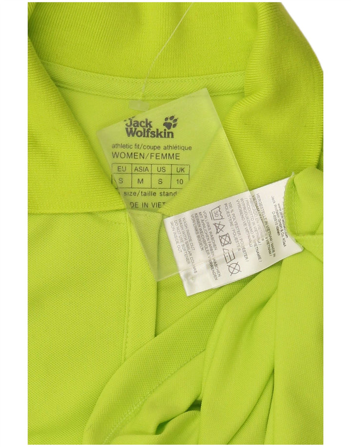 Camisa polo feminina JACK WOLFSKIN Reino Unido 10 poliéster verde pequeno