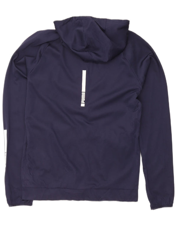 Suéter masculino Puma com capuz e zíper médio azul marinho esportivo