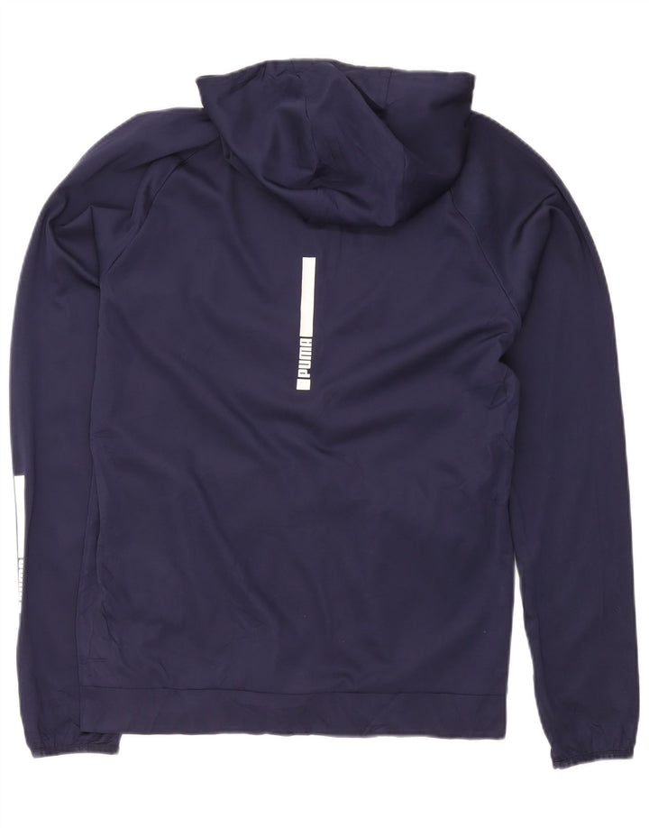 Suéter masculino Puma com capuz e zíper médio azul marinho esportivo