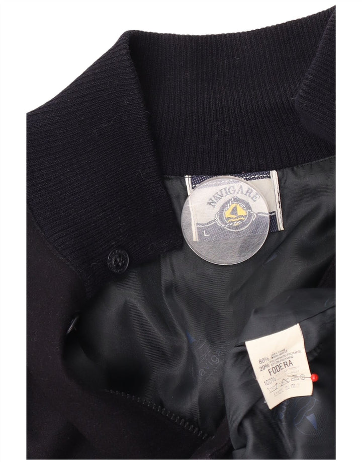 Jaqueta bomber masculina Navigare UK 40 grande lã azul marinho