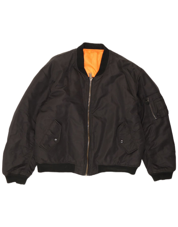 Jaqueta bomber masculina vintage IT 52/54 XL preto nylon