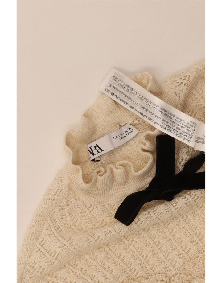 Zara Suéter feminino transparente com gola tartaruga Reino Unido 8 pequeno off white