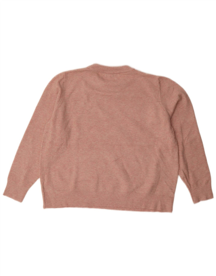 Suéter feminino Marks & Spencer grande com gola redonda Reino Unido 16 grande rosa