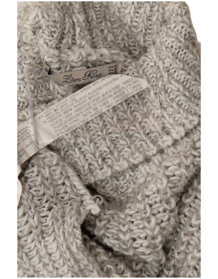 Zara Suéter feminino oversized com gola redonda Reino Unido 14 cinza médio manchado