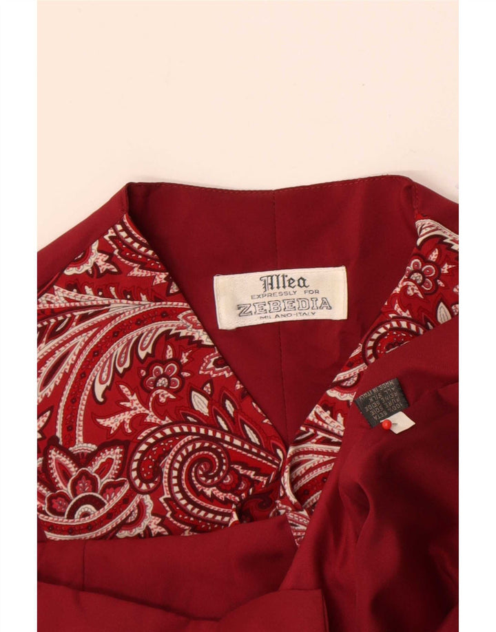 Colete masculino vintage pequeno vermelho paisley seda