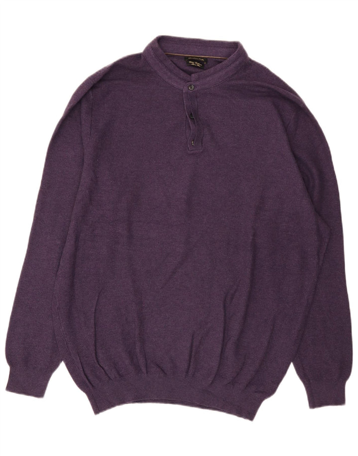 Suéter masculino Massimo Dutti com gola redonda e algodão roxo 2XL