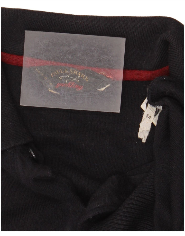 Suéter masculino Paul & Shark Yachting Polo com gola em lã azul marinho médio