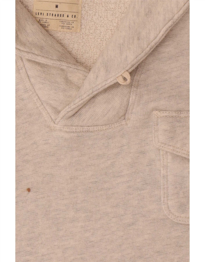Suéter masculino Levi's com gola xale e algodão manchado cinza médio