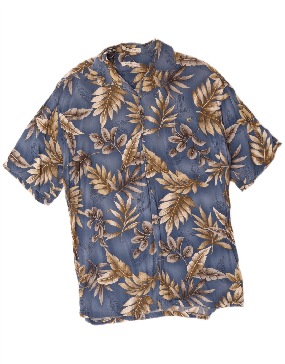 PIERRE CARDIN Camisa masculina de manga curta pequena azul floral rayon