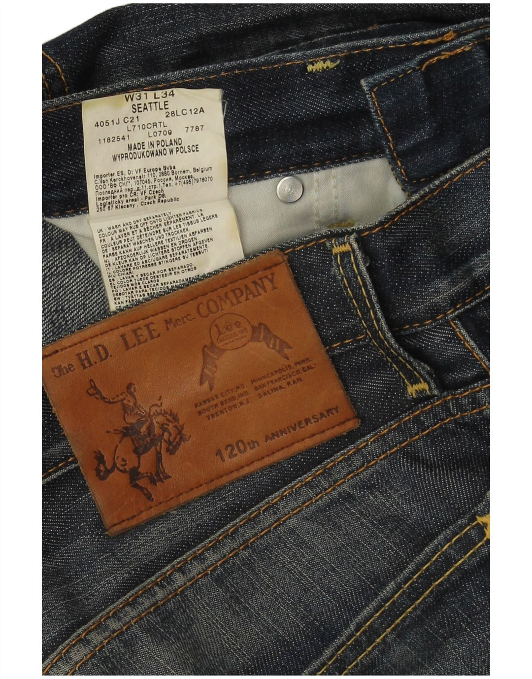 Lee Mens Seattle Straight Jeans W31 L30 Azul Algodão