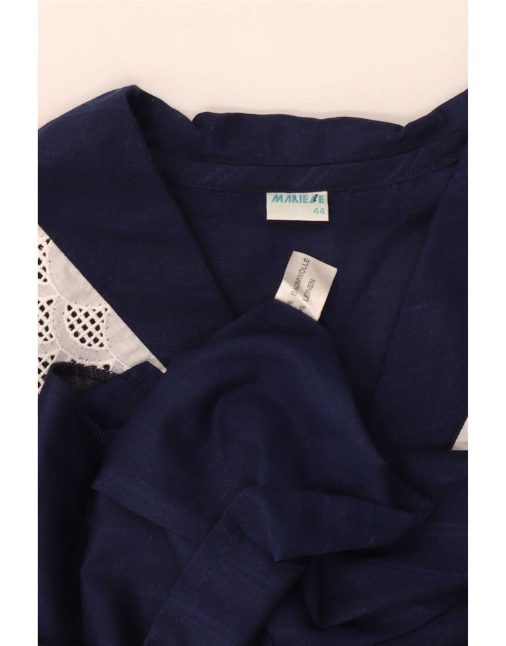 Blusa feminina vintage IT 44 listrada azul marinho médio