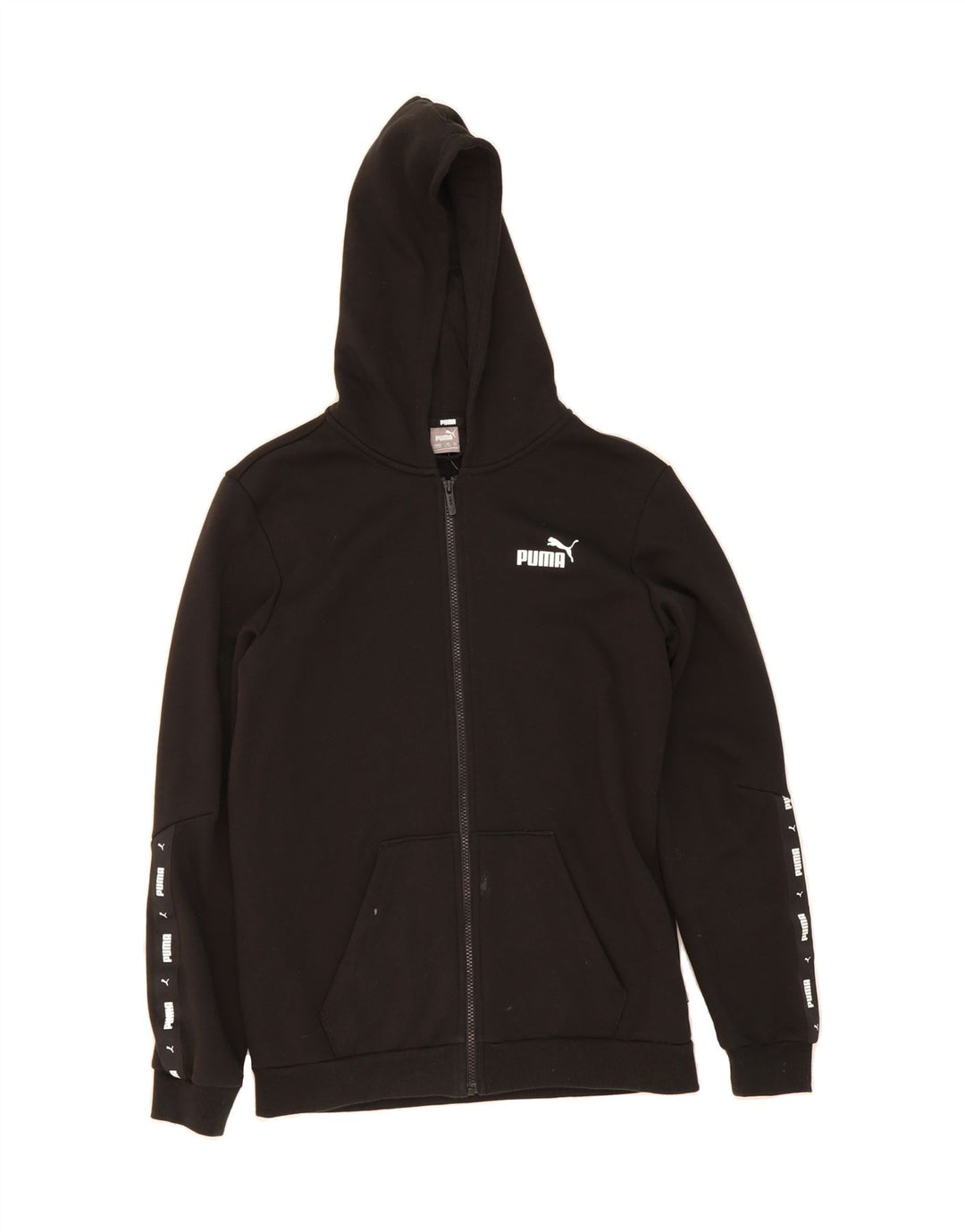 PUMA Boys Graphic Zip Hoodie Sweater 15-16 Years Black Cotton Vintage Puma and Second-Hand Puma from Messina Hembry 