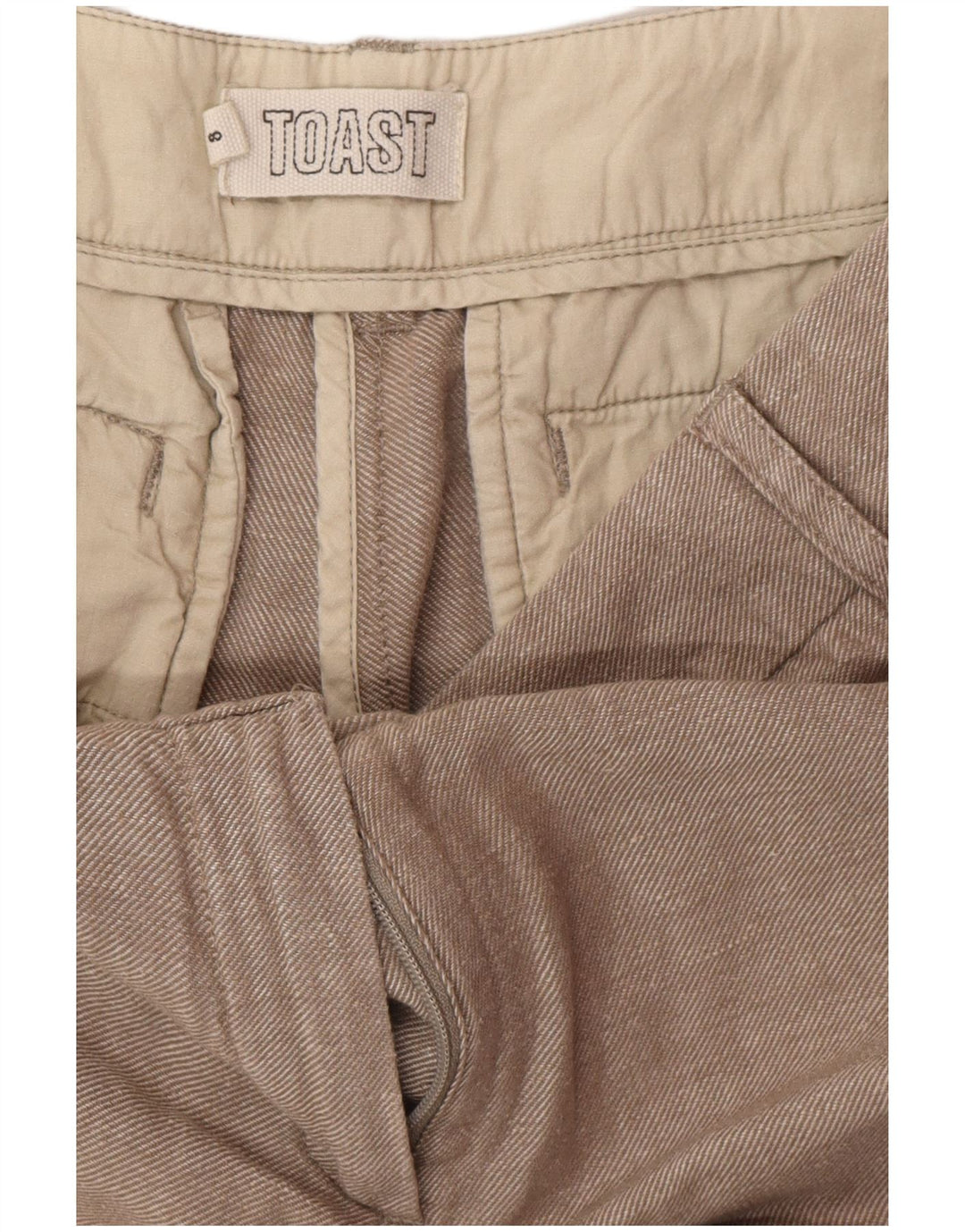 Calça Chino feminina TOAST com perna larga Reino Unido 8 pequeno W28 L33 bege clássico