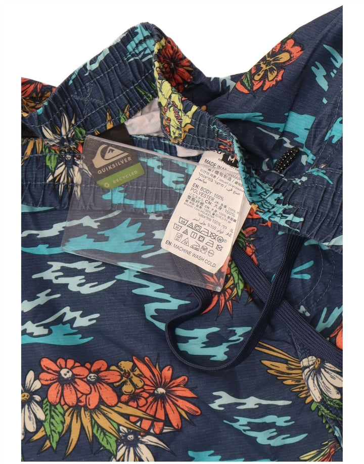 Shorts de natação masculino Quiksilver médio azul marinho floral poliéster